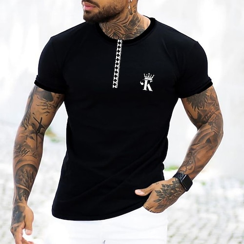 

Men's Unisex T shirt Tee Letter Graphic Prints Crew Neck Black Outdoor Street Short Sleeve Print Clothing Apparel Sports Designer Casual Big and Tall / Summer / Summer