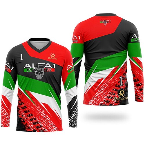 

Men's Downhill Jersey Long Sleeve Bike Compression Clothing Top with 3 Rear Pockets Mountain Bike MTB Road Bike Cycling Sunscreen Fast Dry Soft Wicking Forest Green Black Red Sports Clothing Apparel
