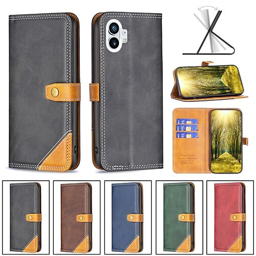 

Phone Case For Nothing Phone 1 Full Body Case Nothing Phone 1 Card Holder Slots Magnetic Flip Kickstand Solid Colored PU Leather