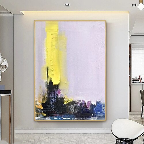 

Pittura A Olio Dipinta A Mano Dipinta A Mano Arte Della Parete Moderna Pittura Astratta Bianca Gialla Decorazione Della Casa Arredamento Tela Arrotolata Senza Cornice Non Allungata