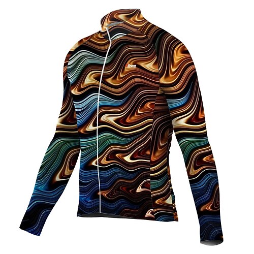 

21Grams Men's Cycling Jersey Long Sleeve Bike Top with 3 Rear Pockets Mountain Bike MTB Road Bike Cycling Breathable Quick Dry Moisture Wicking Reflective Strips Brown Graphic Polyester Spandex Sports