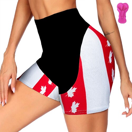 

21Grams Women's Bike Shorts Cycling Shorts Bike Padded Shorts / Chamois Mountain Bike MTB Road Bike Cycling Sports Canada 3D Pad Cycling Breathable Quick Dry Red White Polyester Spandex Clothing