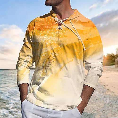 

Men's Unisex Pullover Hoodie Sweatshirt Color Block Graphic Prints Lace up Print Daily Sports 3D Print Designer Casual Hoodies Sweatshirts Yellow