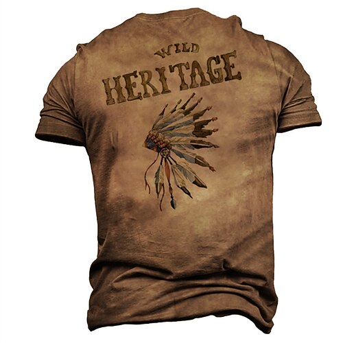 

Men's Unisex T shirt Tee Letter Graphic Prints Crew Neck Brown Short Sleeve 3D Print Outdoor Street Print Tops Vintage Sports Designer Casual / Summer / Summer