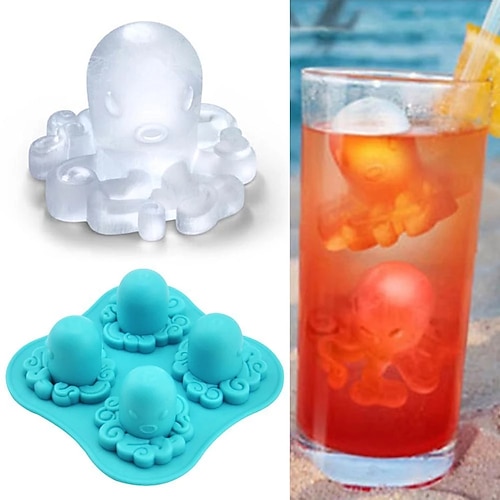 

1pc Ice Cube Octopus Shape Chocolate Mould Tray Ice Cream DIY Tool Whiskey Wine Cocktail Ice Cube 3D Silicone Mold Kitchen Home