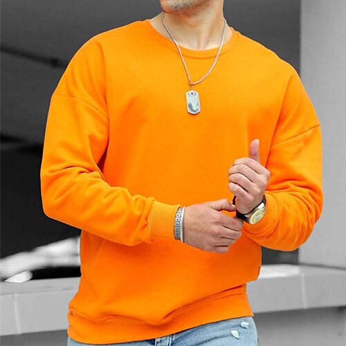 

Men's Sweatshirt Pullover Light Khaki. Green Blue Yellow Wine Crew Neck Solid Color Going out Streetwear Streetwear Casual Winter Spring & Fall Clothing Apparel Hoodies Sweatshirts Long Sleeve