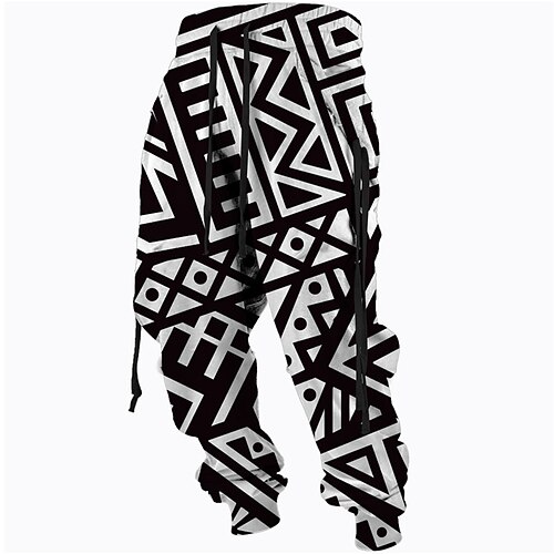 

Men's Sweatpants Joggers Trousers Drawstring Side Pockets Elastic Waist Graphic Prints Comfort Breathable Sports Outdoor Casual Daily Terry Streetwear Designer Black / White Micro-elastic