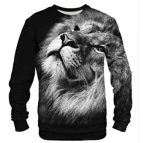 

Men's Unisex Sweatshirt Lion Graphic Prints Print Outdoor Street Daily 3D Print Basic Sports Hoodies Sweatshirts Long Sleeve Black