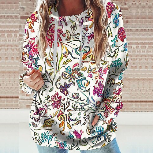 

Women's Hoodie Sweatshirt Retro White Graphic Sports Long Sleeve 3XL