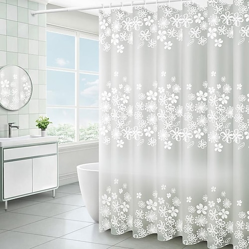 

Waterproof Shower Curtain Shower Curtain Shower Curtain White Flower Man Peva Shower Curtain Shower Curtain Wholesale Bathroom Partition