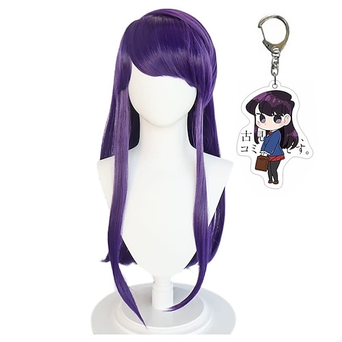 

Komi Can't Communicate Komi Shoko Wigs Komi Shoko Wig Anime Komi Can't Communicate Cosplay Long Hair With Keychain Purple