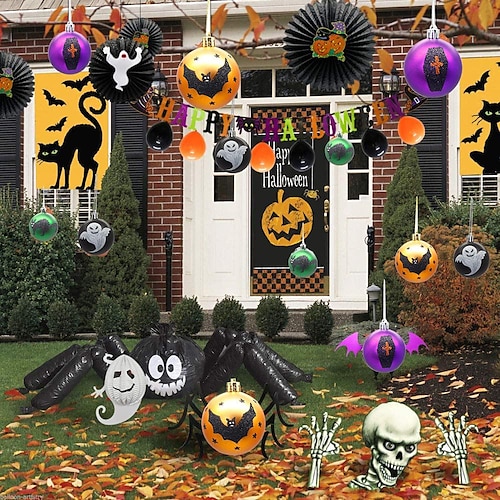 

Explosão transfronteiriça decorações de halloween 6 cm/12 bolas de plástico fosco pintadas adereços de layout de cena