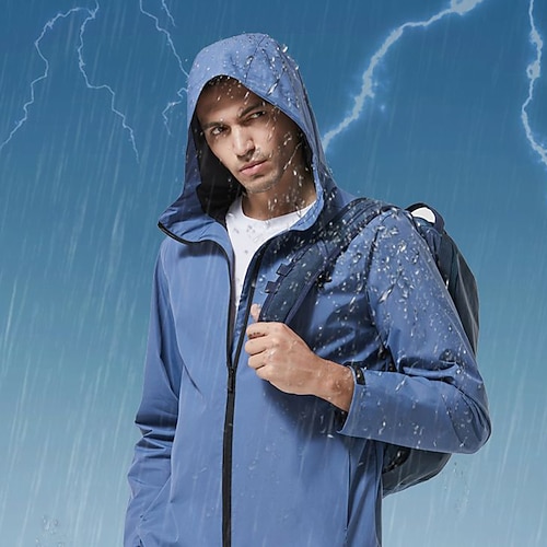 

Men's Waterproof Hiking Jacket Rain Jacket Hiking Windbreaker Outdoor Waterproof Windproof Breathable Quick Dry Outerwear Trench Coat Top Hunting Fishing Climbing Ash Black Blue Red Navy Blue