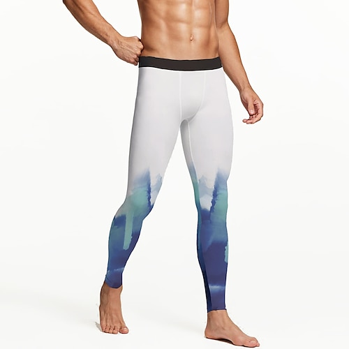 

Men's Running Tights Leggings Compression Pants Compression Clothing Athletic Athleisure Breathable Quick Dry Soft Fitness Gym Workout Running Sportswear Activewear Tie Dye Green Blue Red