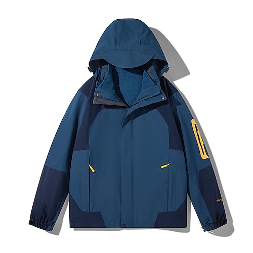 

Men's Hiking 3-in-1 Jackets Ski Jacket Waterproof Hiking Jacket Winter Outdoor Patchwork Thermal Warm Waterproof Windproof Breathable Outerwear Windbreaker Winter Fleece Jacket Full Length Visible