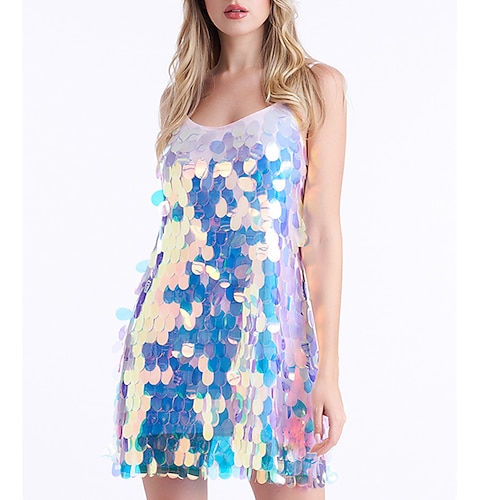 

Vintage Vintage Inspired Party Costume All Sequins Costume Vintage Cosplay Halloween Sleeveless Short Length Dress Halloween