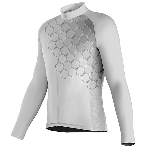 

21Grams Men's Cycling Jersey Long Sleeve Bike Top with 3 Rear Pockets Mountain Bike MTB Road Bike Cycling Breathable Quick Dry Moisture Wicking Reflective Strips White Geometic Polyester Spandex