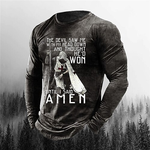 

Men's Unisex T shirt Tee Letter Graphic Prints Soldier Crew Neck Black Long Sleeve 3D Print Outdoor Street Print Tops Basic Sports Designer Casual