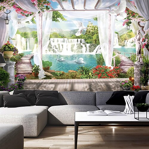 

3D Mural Wallpaper Beautiful Landscape Scenery Suitable For Hotel Living Room Bedroom Canvas Material Self adhesive Wall Cloth Room Wallcovering