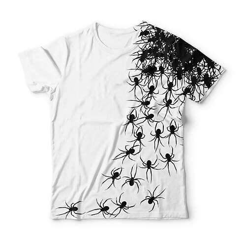 

Men's Unisex T shirt Tee Spider Graphic Prints Crew Neck White 3D Print Outdoor Street Short Sleeve Print Clothing Apparel Sports Casual Classic Big and Tall / Summer / Summer