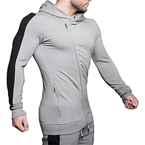 

Men's Full Zip Hoodie Jacket Hooded Solid Color Zipper Daily Sports Holiday non-printing Streetwear Casual Hoodies Sweatshirts Long Sleeve White Gray