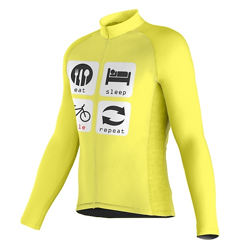 

21Grams Men's Cycling Jersey Long Sleeve Bike Top with 3 Rear Pockets Mountain Bike MTB Road Bike Cycling Breathable Quick Dry Moisture Wicking Reflective Strips Yellow Graphic Polyester Spandex