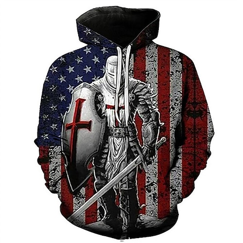 

Men's Unisex Pullover Hoodie Sweatshirt Hooded Graphic Prints American Flag Print Daily Sports 3D Print Streetwear Designer Hoodies Sweatshirts Long Sleeve Blue