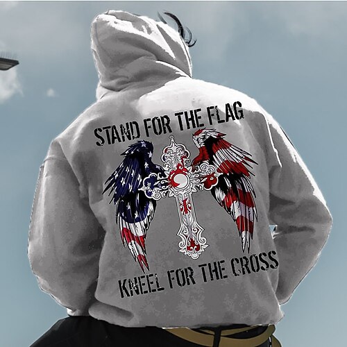

Men's Pullover Hoodie Sweatshirt Hooded Graphic Eagle Print Sports Outdoor Daily Sports Hot Stamping Basic Designer Hoodies Sweatshirts Long Sleeve Gray / Spring / Fall