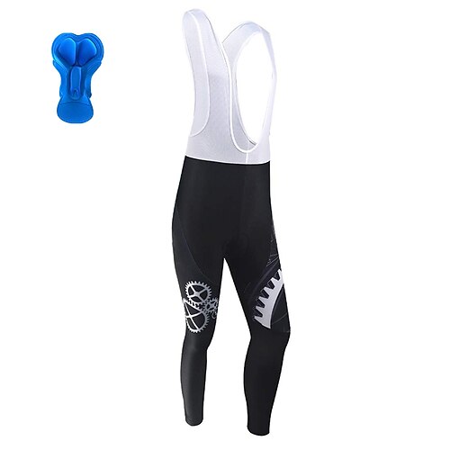 

21Grams Men's Cycling Bib Tights Bike Bottoms Mountain Bike MTB Road Bike Cycling Sports Gear 3D Pad Cycling Breathable Quick Dry Black White Polyester Spandex Clothing Apparel Bike Wear / Stretchy