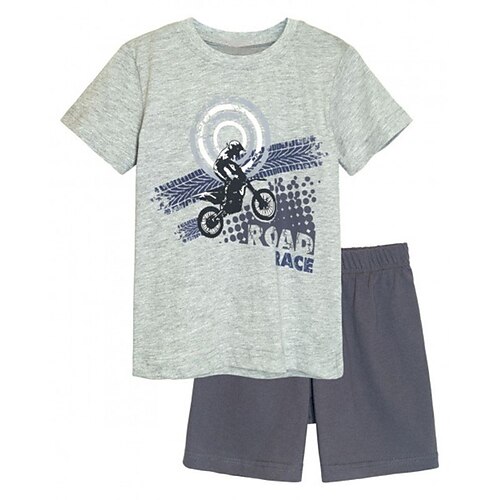 

Kids Boys T-shirt Shorts Clothing Set 2 Pieces Short Sleeve Gray Graphic Patterned Crewneck Print Street Sports Vacation Fashion Comfort Cool Daily 3-13 Years