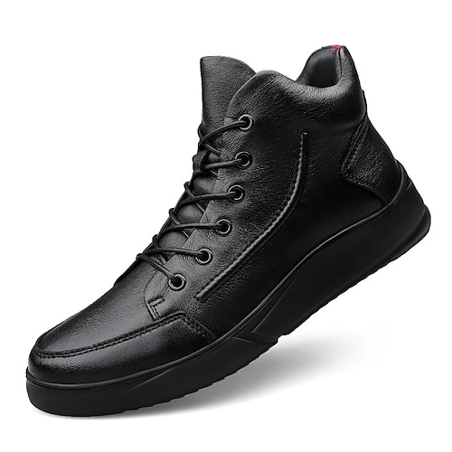 

Hombre Zapatillas de deporte Botas Zapatos Confort Casual Clásico Británico Diario Oficina y carrera Cuero de Napa Botines / Hasta el Tobillo Negro Otoño Primavera