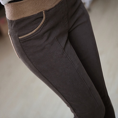 

Women's Fleece Pants Tights Pants Trousers Cotton Blend Fleece lined Khaki Coffee Black High Waist Fashion Daily Going out Stretchy Full Length Tummy Control Solid Color S M L XL XXL / Skinny