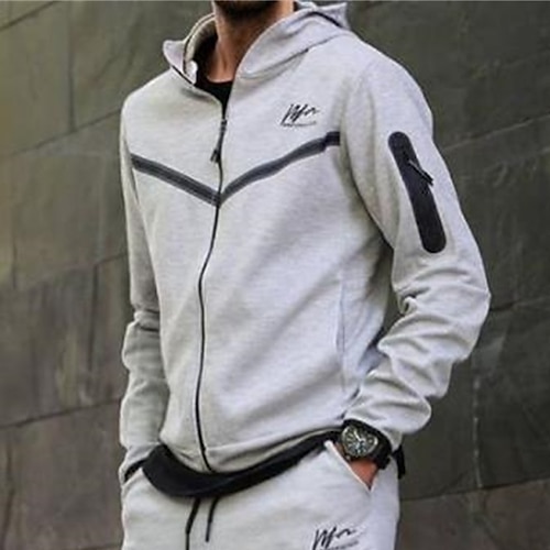 

Men's Full Zip Hoodie Jacket Color Block Zipper Pocket Daily Holiday Going out non-printing Casual Streetwear Hoodies Sweatshirts Light gray