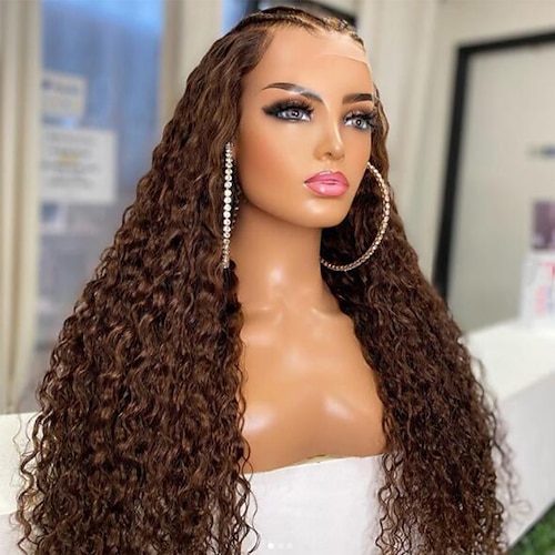

Remy Human Hair 13x4 Lace Front Wig Free Part Brazilian Hair Loose Wave Brown Wig 130% 150% Density with Baby Hair Natural Hairline 100% Virgin With Bleached Knots Pre-Plucked For Women wigs for