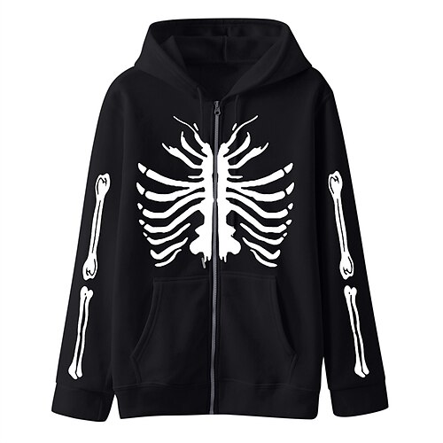 

Men's Full Zip Hoodie Jacket Blue Light gray Dark Gray Red White Hooded Graphic Skull Print Zipper Front Pocket Going out Streetwear Cool Designer Winter Fall & Winter Clothing Apparel Hoodies
