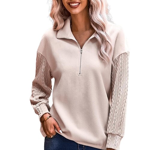 

Women's Fleece Pullover Wubby Sweater Half Zipper High Collar Thermal Warm Winter Pullover