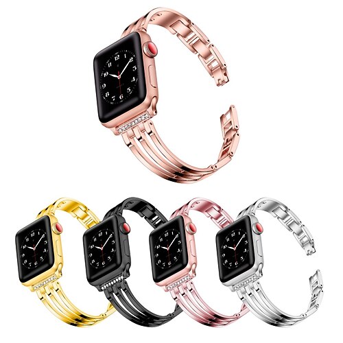 

1PC Smart Watch Band Compatible with Apple iWatch Series 8 7 6 5 4 3 2 1 SE Metal Band Jewelry Bracelet for iWatch Smartwatch Strap Wristband Alloy Luxury Breathable Bling Diamond