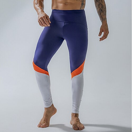

Men's Running Tights Leggings Compression Pants Patchwork Compression Clothing Athletic Athleisure Spandex Breathable Quick Dry Moisture Wicking Fitness Gym Workout Running Sportswear Activewear