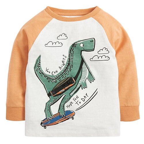 

Kids Boys Sweatshirt Dinosaur School Long Sleeve Crewneck Daily Cotton 2-8 Years Fall Colorblock