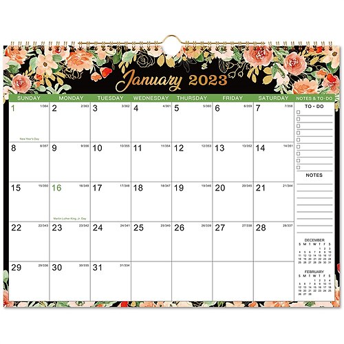 

2023 Wall Calendar - Monthly Calendar from Jan 2022 - Dec 2023 15'' x 11.5 Large Blank Blocks with Julian Dates Twin-Wire Binding Suitable for Hanging on the Wall with Simple Appearance and Decor