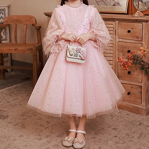 

Kids Little Girls' Dress Solid Colored A Line Dress Daily Lace Pink Dusty Rose Above Knee Short Sleeve Princess Sweet Dresses Summer Regular Fit 1pcs 3-12 Years