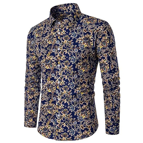 

Men's Shirt 3D Print Cashew nuts Turndown Street Casual Button-Down Print Long Sleeve Tops Designer Casual Vintage Retro Black