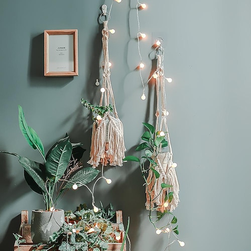 

Plant Hanger Holder Boho Ornament Art Decor Home Bedroom Living Room Decoration Nordic Handmade Tassel Cotton Flower Pot