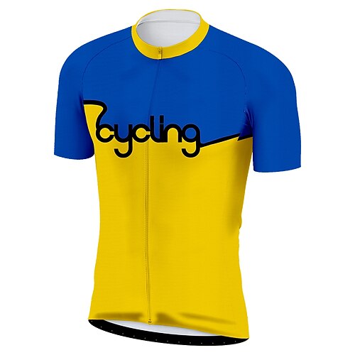 

21Grams Men's Cycling Jersey Short Sleeve Bike Top with 3 Rear Pockets Mountain Bike MTB Road Bike Cycling Breathable Quick Dry Moisture Wicking Reflective Strips Yellow Color Block Polyester Spandex