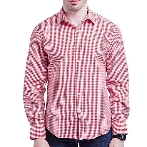 

Men's Dress Shirt Plaid Shirt Plaid / Check Turndown Black Blue Red Light Blue Wedding Work Long Sleeve Button-Down Clothing Apparel Business Formal Comfortable Smart Casual