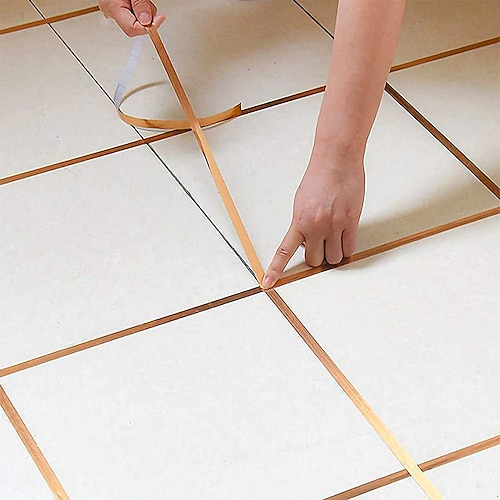

50m/166 Ft Tile Stickers Decorative Floor Wall Sticker Foil Line Peel and Stick Adhesive Waterproof Gap Cover for Kitchen Bathroom Living Room Bedroom