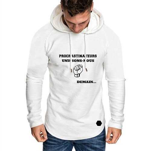 

Men's Pullover Hoodie Sweatshirt Graphic Letter Print Hooded Sports Outdoor Daily Sports Hot Stamping Designer Basic Hoodies Sweatshirts Long Sleeve White / Fall / Spring