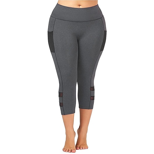 

Women's Plus Size Leggings Capri shorts Pocket Hole Color Block Casual Yoga Home Yoga Natural Calf-Length Fall Spring Black Blue Gray L XL XXL 3XL 4XL