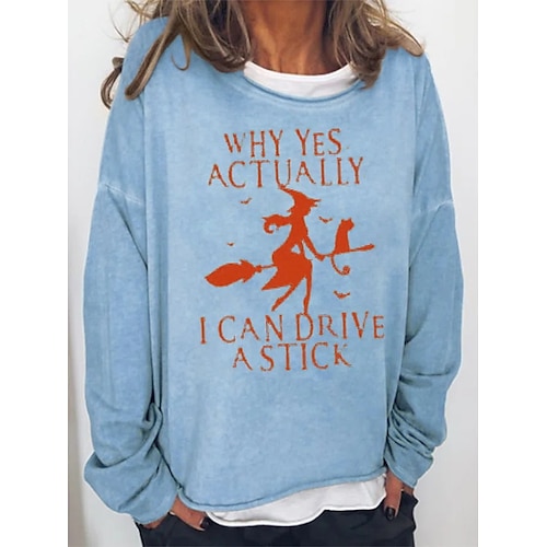 

Women's Pullover Basic Casual Print Black Khaki Light Grey Letter Loose Casual Crew Neck Long Sleeve S M L XL XXL 3XL