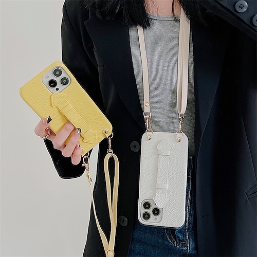 

Phone Case For Apple Back Cover iPhone 14 Pro Max iPhone 14 Pro iPhone 14 iPhone 13 Pro Max 12 Mini 11 X XR XS Max 8 7 iPhone 14 Max Bumper Frame Portable with Removable Cross Body Strap Solid Colored